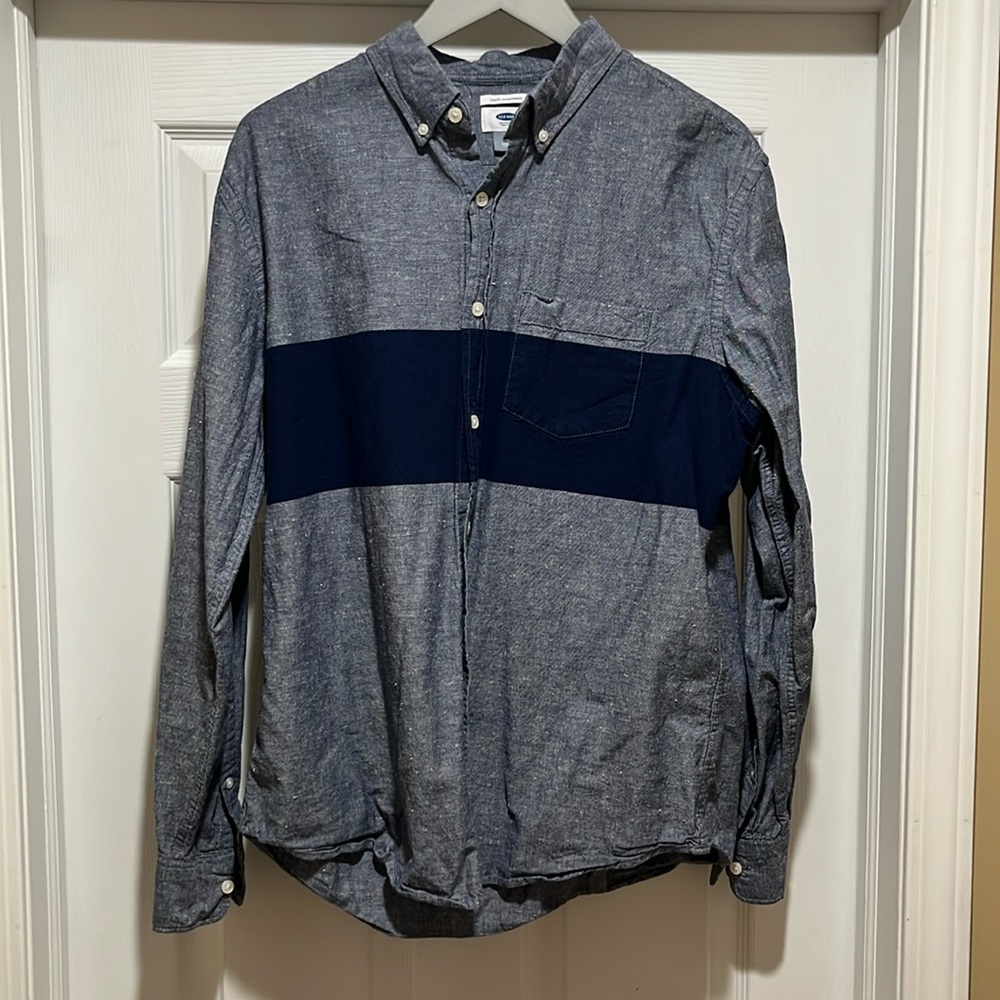 Button down shirt, slim fit, Old Navy size large blue ￼